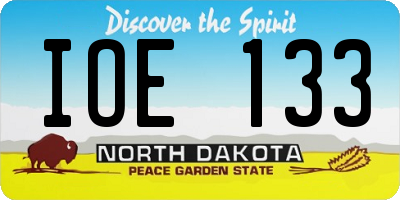 ND license plate IOE133