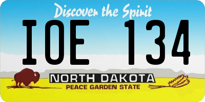 ND license plate IOE134