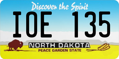 ND license plate IOE135