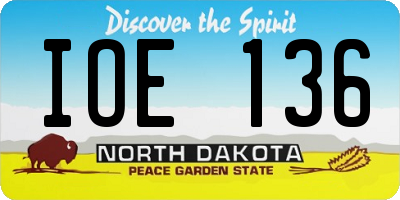ND license plate IOE136