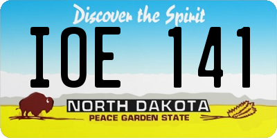 ND license plate IOE141
