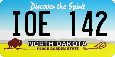 ND license plate IOE142