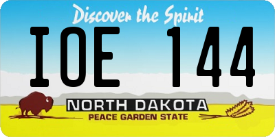 ND license plate IOE144