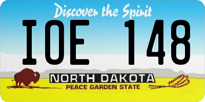 ND license plate IOE148
