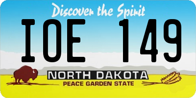 ND license plate IOE149