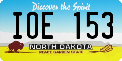 ND license plate IOE153