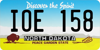 ND license plate IOE158