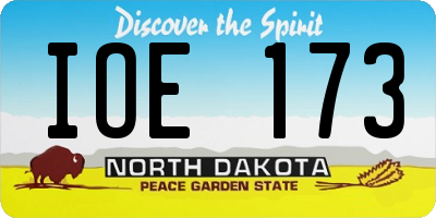 ND license plate IOE173