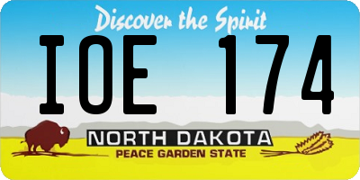ND license plate IOE174
