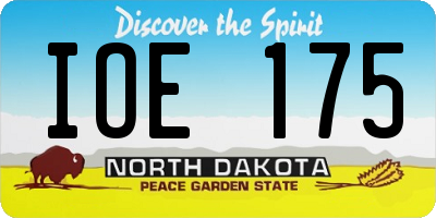 ND license plate IOE175