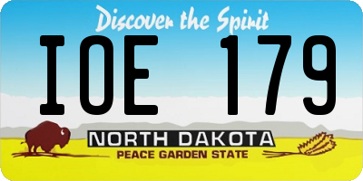 ND license plate IOE179