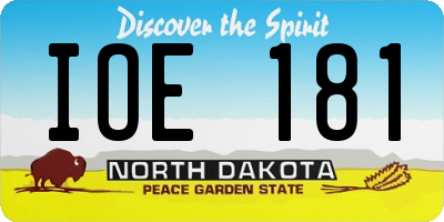 ND license plate IOE181