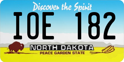 ND license plate IOE182