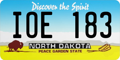 ND license plate IOE183