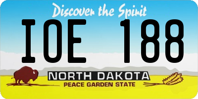 ND license plate IOE188