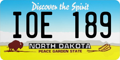 ND license plate IOE189
