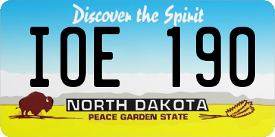 ND license plate IOE190