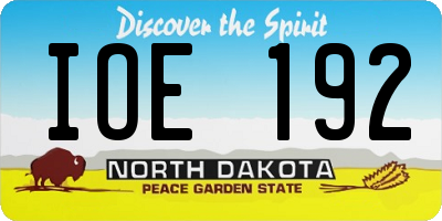 ND license plate IOE192