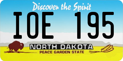 ND license plate IOE195