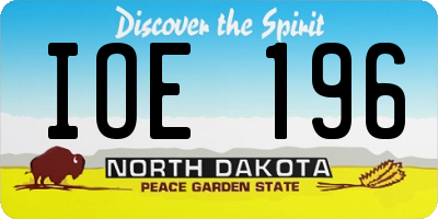 ND license plate IOE196