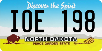ND license plate IOE198