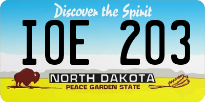 ND license plate IOE203