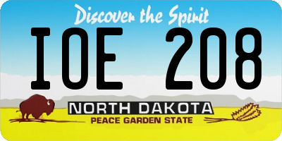 ND license plate IOE208