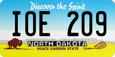 ND license plate IOE209