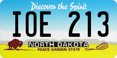 ND license plate IOE213