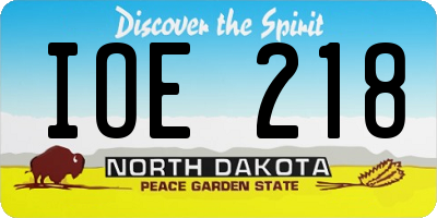 ND license plate IOE218