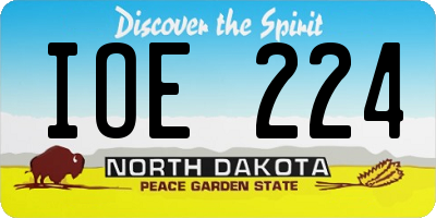 ND license plate IOE224