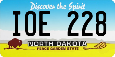 ND license plate IOE228