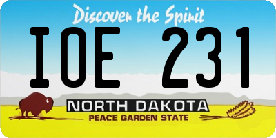 ND license plate IOE231