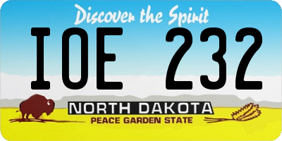 ND license plate IOE232