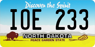 ND license plate IOE233