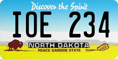 ND license plate IOE234