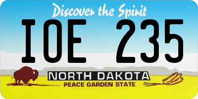 ND license plate IOE235