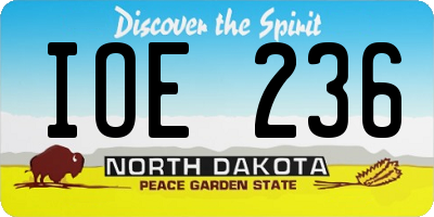 ND license plate IOE236