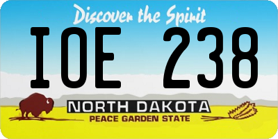 ND license plate IOE238