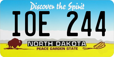 ND license plate IOE244