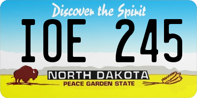 ND license plate IOE245
