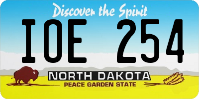 ND license plate IOE254