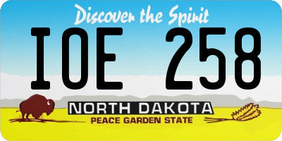 ND license plate IOE258