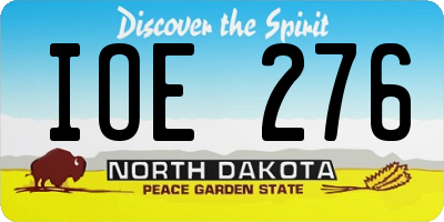 ND license plate IOE276