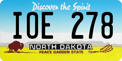 ND license plate IOE278