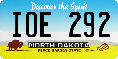 ND license plate IOE292
