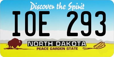 ND license plate IOE293