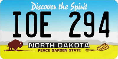 ND license plate IOE294