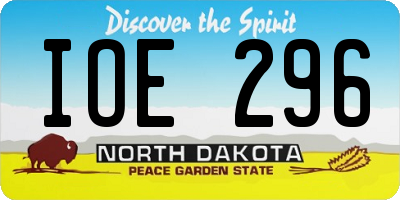 ND license plate IOE296