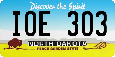 ND license plate IOE303